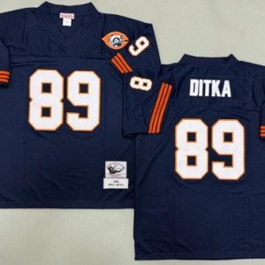 Chicago Bears #89 Mike Ditka Navy Bear Patch 1966 Throwback Jersey