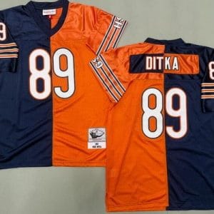 Chicago Bears #89 Mike Ditka Navy Orange Split Throwback Jersey