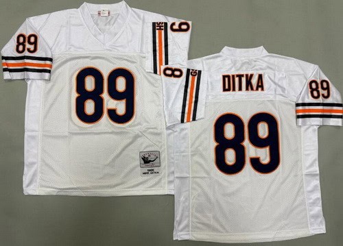 Chicago Bears #89 Mike Ditka White 1966 Throwback Jersey