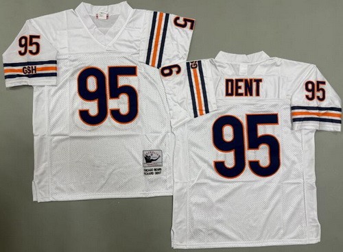 Chicago Bears #95 Richard Dent White Throwback Jersey