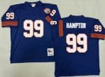Chicago Bears #99 Dan Hampton Navy Bear Patch Throwback Jersey