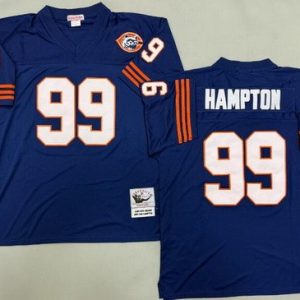 Chicago Bears #99 Dan Hampton Navy Bear Patch Throwback Jersey