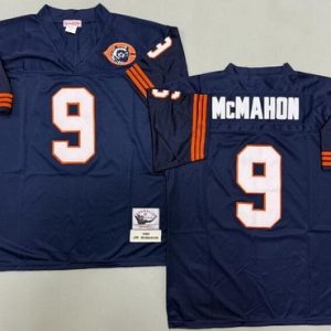 Chicago Bears #9 Jim McMahon Navy Bear Patch 1966 Throwback Jersey