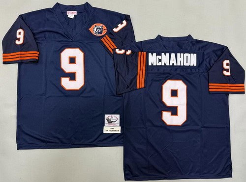 Chicago Bears #9 Jim McMahon Navy Bear Patch 1966 Throwback Jersey