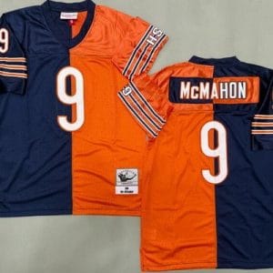 Chicago Bears #9 Jim McMahon Navy Orange Split Throwback Jersey