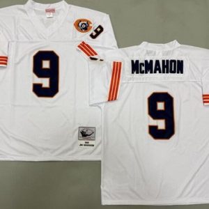 Chicago Bears #9 Jim McMahon White Bear Patch 1985 Throwback Jersey