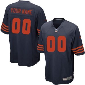 Chicago Bears Customized Game Navy Orange Jersey
