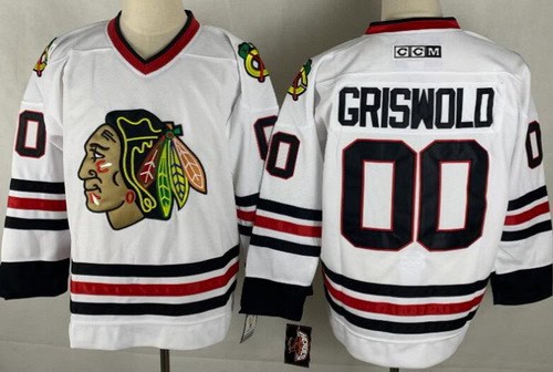 Chicago Blackhawks #00 Clark Griswold White Throwback Jersey