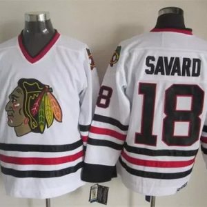 Chicago Blackhawks #18 Denis Savard White Throwback Jersey