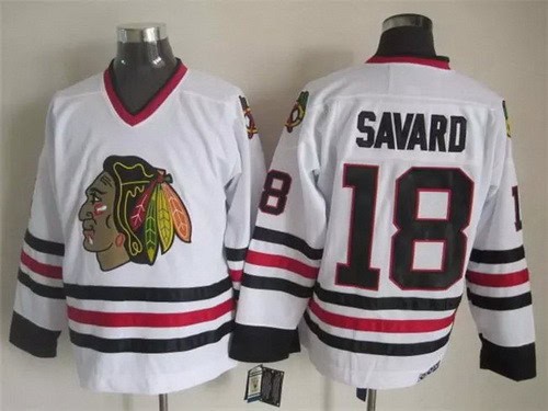 Chicago Blackhawks #18 Denis Savard White Throwback Jersey