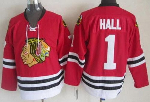 Chicago Blackhawks #1 Glean Hall Red Throwback Jersey