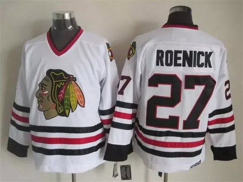 Chicago Blackhawks #27 Jeremy Roenick White Throwback Jersey