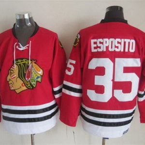 Chicago Blackhawks #35 Tony Esposito Red Throwback Jersey