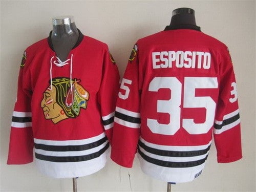 Chicago Blackhawks #35 Tony Esposito Red Throwback Jersey