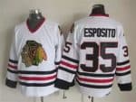 Chicago Blackhawks #35 Tony Esposito White Throwback Jersey