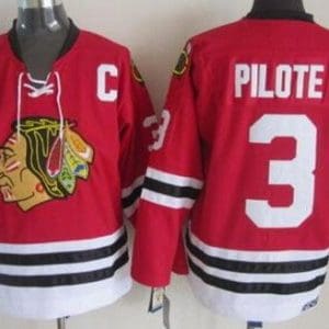 Chicago Blackhawks #3 Pierre Pilote Red Throwback Jersey