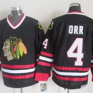 Chicago Blackhawks #4 Bobby Orr Black Throwback Jersey