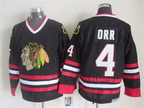 Chicago Blackhawks #4 Bobby Orr Black Throwback Jersey