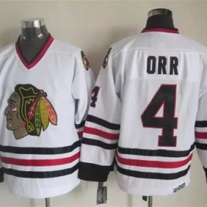 Chicago Blackhawks #4 Bobby Orr White Throwback Jersey
