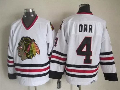 Chicago Blackhawks #4 Bobby Orr White Throwback Jersey