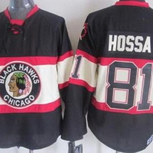 Chicago Blackhawks #81 Marian Hossa Black Alternate Throwback Jersey