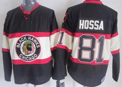 Chicago Blackhawks #81 Marian Hossa Black Alternate Throwback Jersey