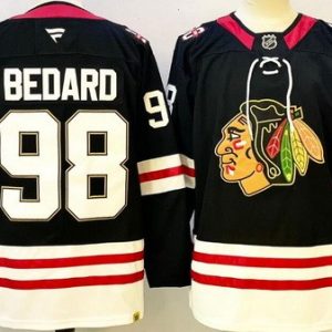 Chicago Blackhawks #98 Connor Bedard Black 100 Years Anniversary Authentic Jersey