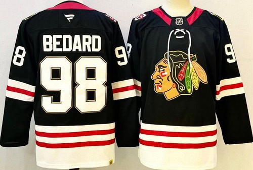 Chicago Blackhawks #98 Connor Bedard Black 100 Years Anniversary Authentic Jersey