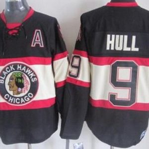Chicago Blackhawks #9 Bobby Hull Black Alternate Throwback Jersey
