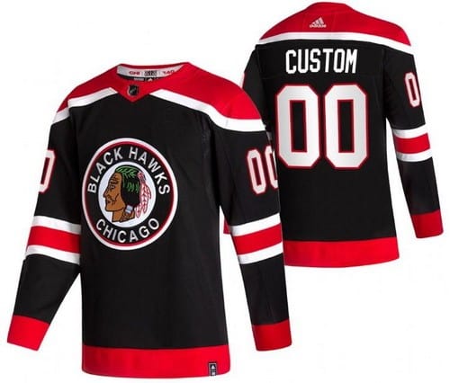 Chicago Blackhawks Customized Black 2021 Reverse Retro Authentic Jersey