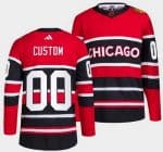 Chicago Blackhawks Customized Black Red 2022 Reverse Retro Authentic Jersey