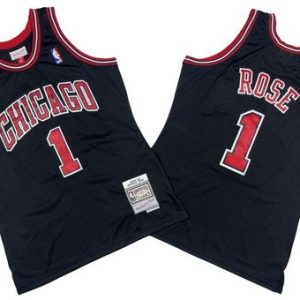 Chicago Bulls #1 Derrick Rose Black 2008 Throwback Swingman Jersey