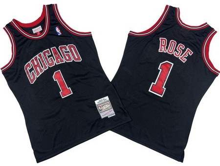 Chicago Bulls #1 Derrick Rose Black 2008 Throwback Swingman Jersey