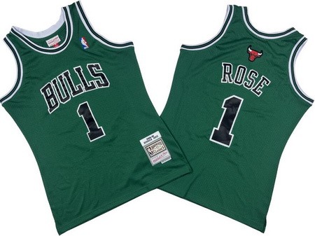 Chicago Bulls #1 Derrick Rose Green Black 2008 Throwback Swingman Jersey