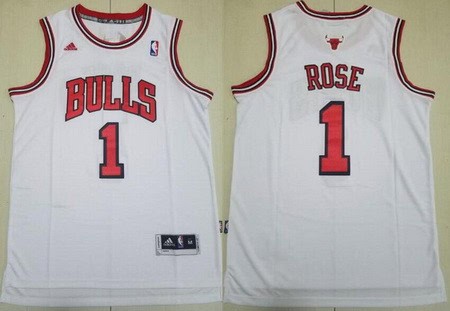 Chicago Bulls #1 Derrick Rose White Adidas Swingman Jersey