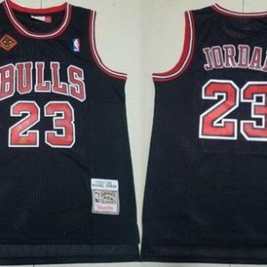 Chicago Bulls #23 Michael Jordan Black 20th Anniversary Signature Swingman Jersey