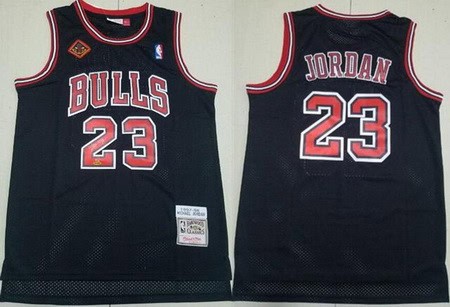 Chicago Bulls #23 Michael Jordan Black 20th Anniversary Signature Swingman Jersey