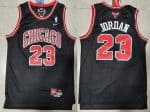 Chicago Bulls #23 Michael Jordan Black Bull Logo Nike Throwback Swingman Jersey
