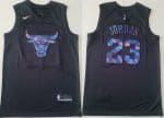 Chicago Bulls #23 Michael Jordan Black Iridescent Holographic Icon Swingman Jersey