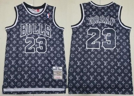 Chicago Bulls #23 Michael Jordan Black LV Throwback Swingman Jersey