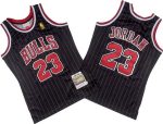 Chicago Bulls #23 Michael Jordan Black Stripes 1996 Throwback Swingman Jersey