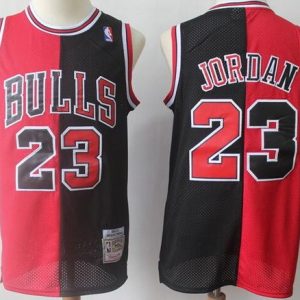 Chicago Bulls #23 Michael Jordan Red Black Split 1996 Throwback Swingman Jersey