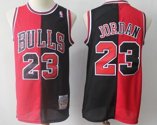 Chicago Bulls #23 Michael Jordan Red Black Split 1996 Throwback Swingman Jersey