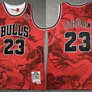 Chicago Bulls #23 Michael Jordan Red Dragon Swingman Jersey