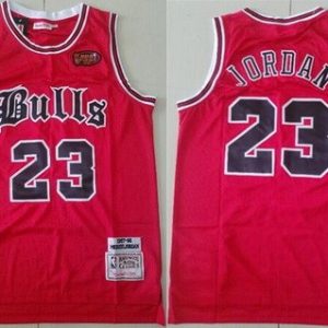 Chicago Bulls #23 Michael Jordan Red Old English Faded 1997 Finals Swingman Jersey