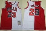 Chicago Bulls #23 Michael Jordan Red White Split 1996 Throwback Swingman Jersey