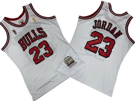 Chicago Bulls #23 Michael Jordan White 1996 Champions Throwback Swingman Jersey