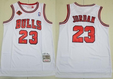Chicago Bulls #23 Michael Jordan White 20th Anniversary Signature Swingman Jersey