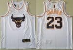 Chicago Bulls #23 Michael Jordan White Gold Icon Swingman Jersey