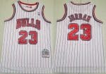 Chicago Bulls #23 Michael Jordan White Red Stripes 1995 Throwback Swingman Jersey